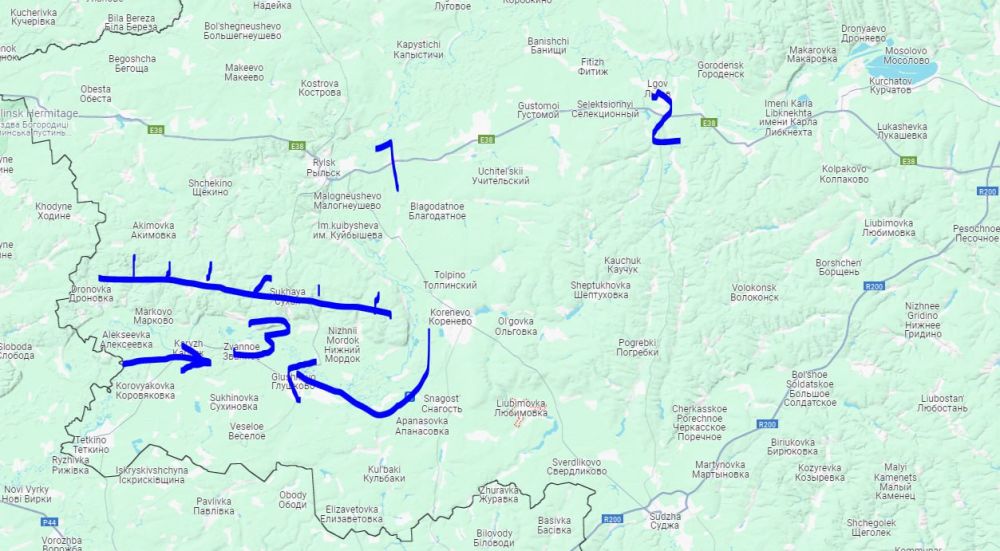 В грубом приближении у ВСУ сейчас проглядывается три плана на ближайшее время (это в Суджанской локации, другие удары в других местах могут быть, могут не быть)