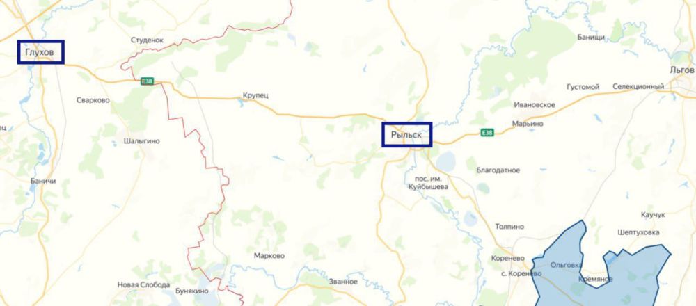 Сергей Марков: Курская область. Якобы такой план Сырского: два встречных удара с Глухово, это Сумская область и с Коренево, на Рыльск, это райцентр. Именно поэтому ВСУ сейчас яростно атакуют в районе Коренево