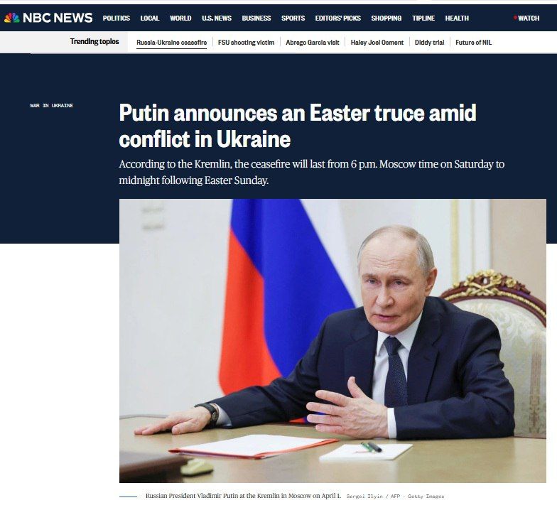 Мировые СМИ обсуждают решение Путина объявить пасхальное перемирие: