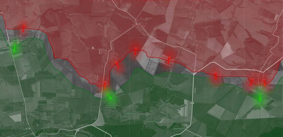 «На Сумском направлении ВС РФ зашли на восточную окраину Кондратовки, идут бои за село. Также фиксируется продвижение ВС РФ восточнее населенного пункта Алексеевка»