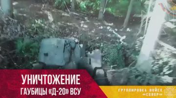 Уничтожение выявленной в Шосткинском районе Сумской области украинской гаубицы Д-20