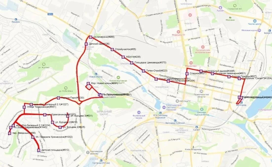 С завтрашнего дня в Белгороде изменятся пути следования автобусов №51, 52, 53